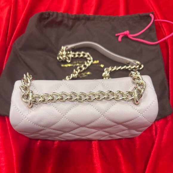 KATE SPADE NEW YORK QUILTED LIGHT TAUPE SILVER CHAIN BAG SMALL LIKE NEW - Picture 5 of 15